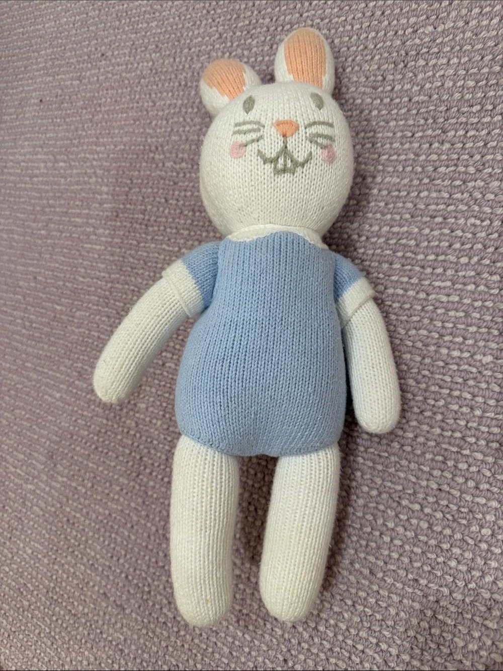 The Beaufort Bonnet Company Knit Bunny Toy - Blue, White, Peach